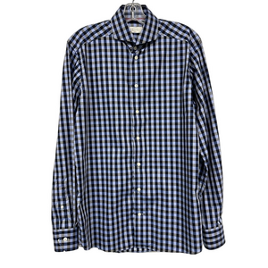 Eton cotton check shirt Mens button up long sleeve Size 15.5 Slim tapered